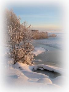 Snötäckt strand vackert avskuren.